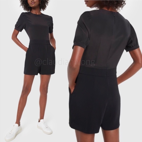 GWYN James Puff Sleeve Romper in Black - Picture 11 of 11